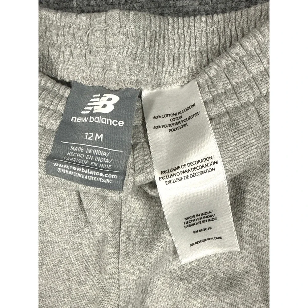 New Balance Boys‎ 2PC Fleece Set 12 Month Gray Sweatshirt Jogger Pants Logo NWT